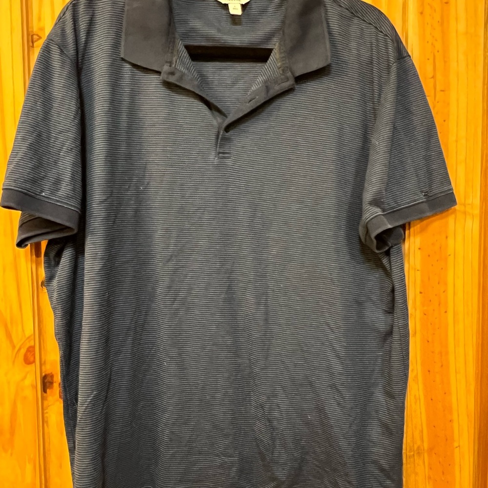Calvin Klein Dark Blue with Black Stripes Polo Shirt